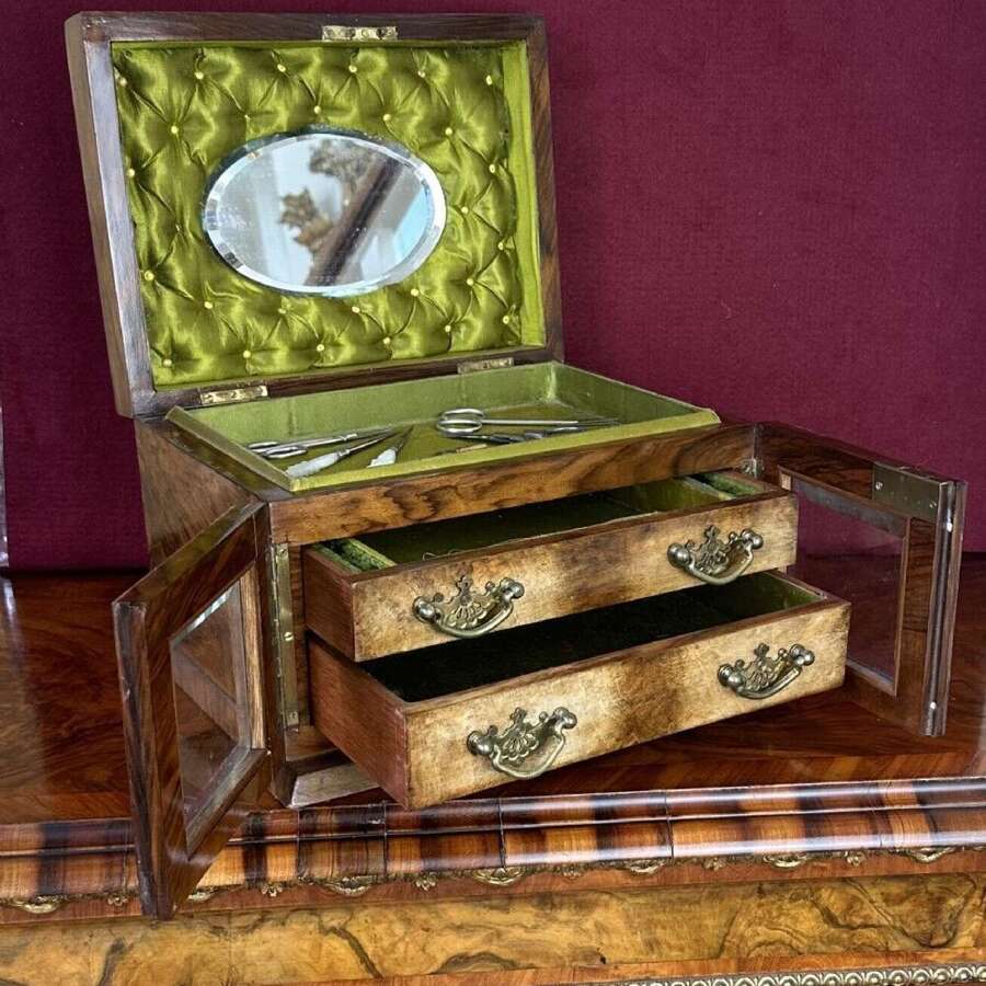 Walnut Jewellery Box Circa 1890. Sewing / Workbox,