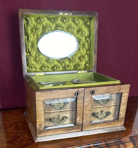 Walnut Jewellery Box Circa 1890. Sewing / Workbox,