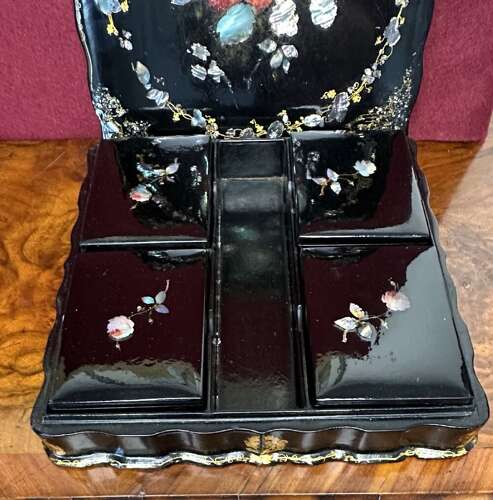 Papier Mache, Jewellery Box Circa 1880. Jewellery Box Or Bijouterie