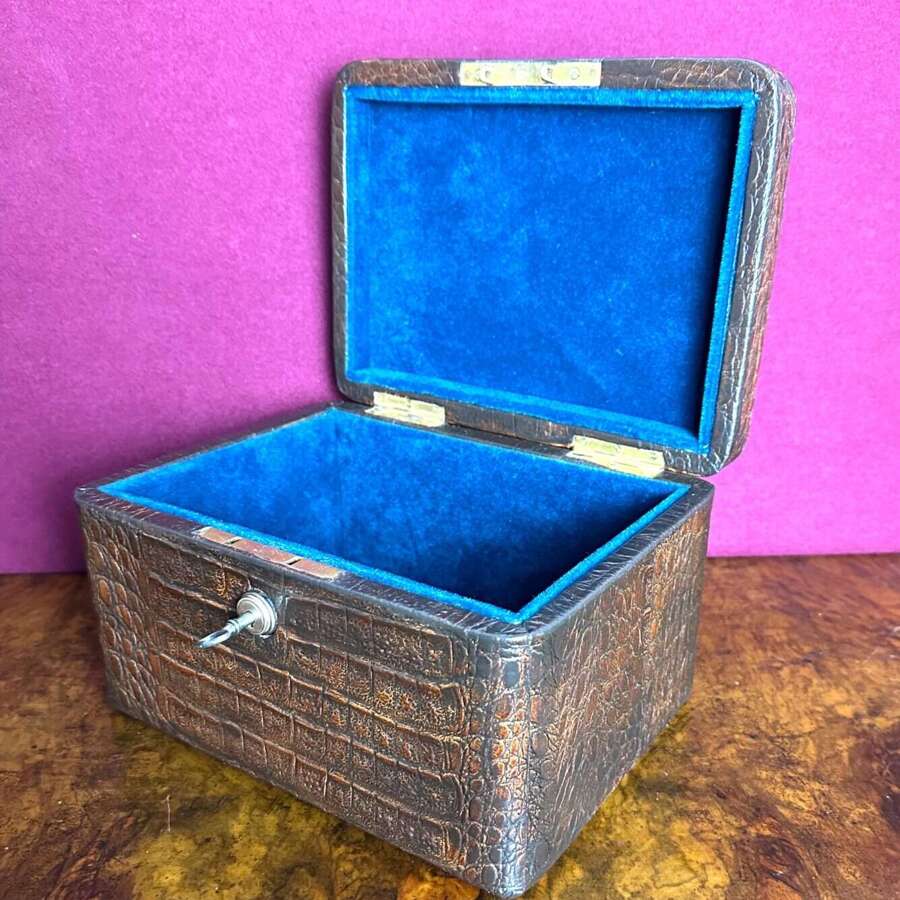 Immaculate Condition Crocodile Jewellery Box Circa 1890
