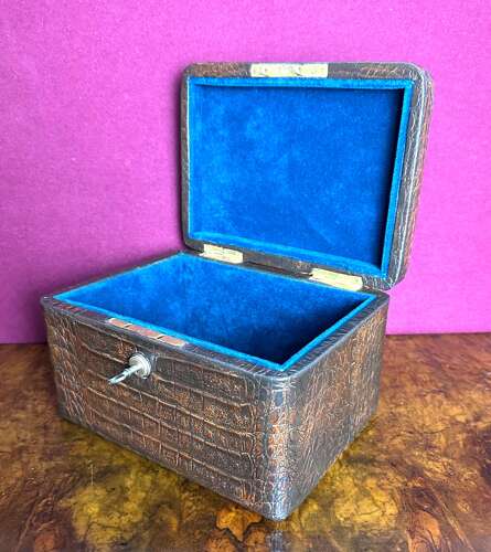 Immaculate Condition Crocodile Jewellery Box Circa 1890