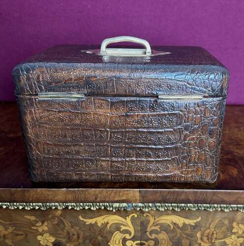 Immaculate Condition Crocodile Jewellery Box Circa 1890