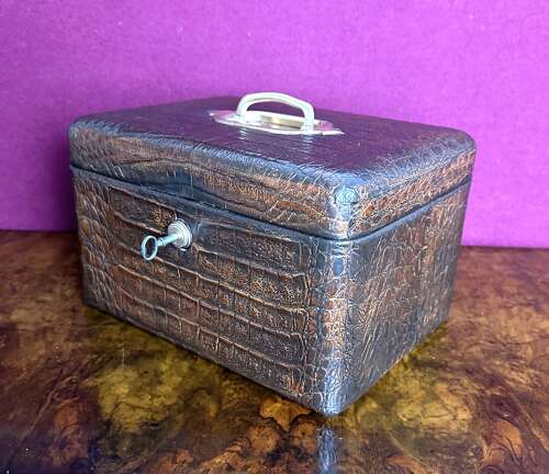 Immaculate Condition Crocodile Jewellery Box Circa 1890
