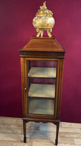 Edwardian Inlaid Mahogany Display Cabinet Circa 1900.
four Glass Vitrine Pedestal