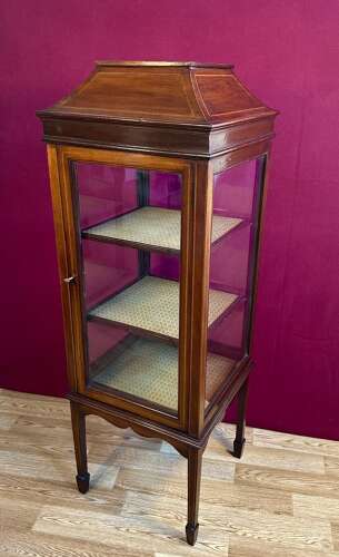 Edwardian Inlaid Mahogany Display Cabinet Circa 1900.
four Glass Vitrine Pedestal