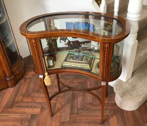 Inlaid Edwardian Vitrine. Bijouterie Table. Display Cabinet. Circa 1900