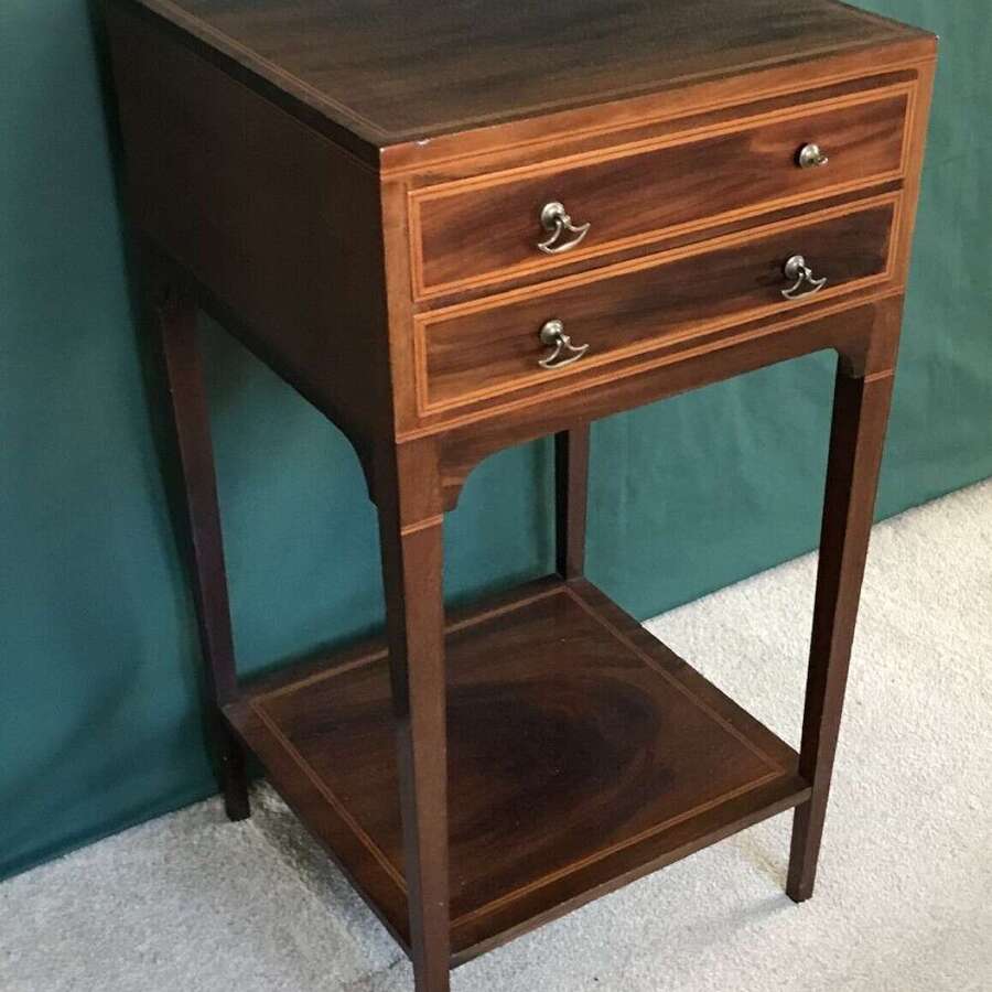 Mahogany Inlaid Sidetable, Sewing Table, Circa 1880