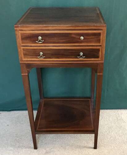 Mahogany Inlaid Sidetable, Sewing Table, Circa 1880