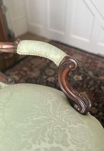 Pair Of Salon, Armchairs, Circa, 1875. Victorian Library Chairs