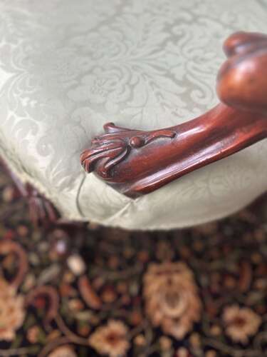 Pair Of Salon, Armchairs, Circa, 1875. Victorian Library Chairs