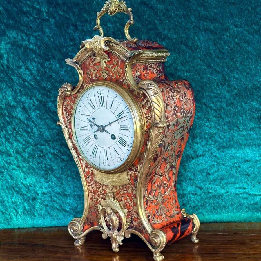 19th Century French Boulle Clock Circa 1890.Mantle Clock. 8 Day Mantel Clock