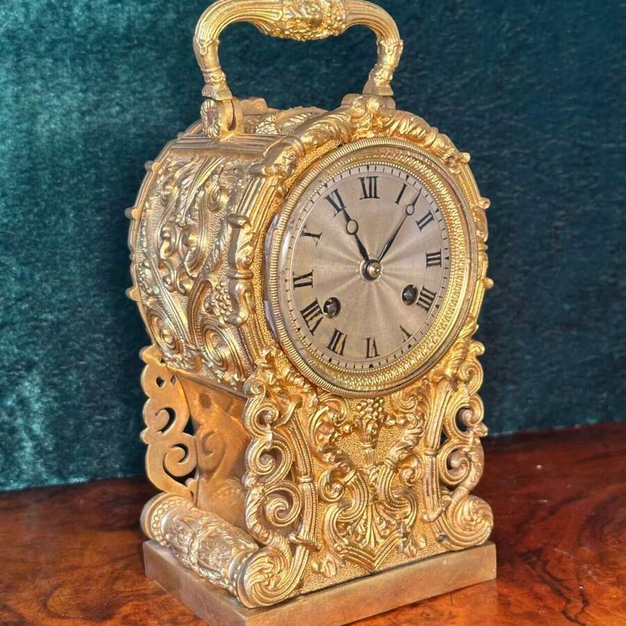 Carriage Clock In A Cast Gilt Case