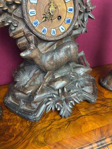 Black Forest Carved Clock Circa 1900
