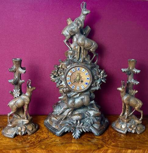 Black Forest Carved Clock Circa 1900