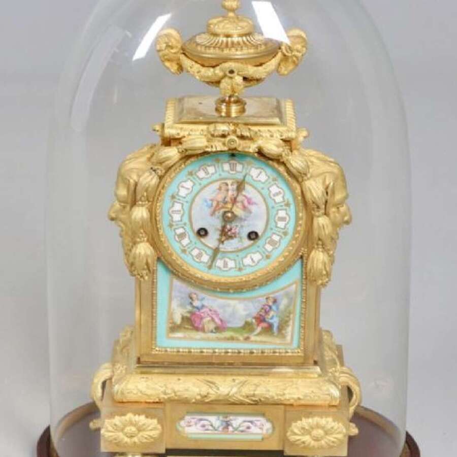 French, Ormolu And Porcelain Mantle Clock Circa 1860, Mantel Clock