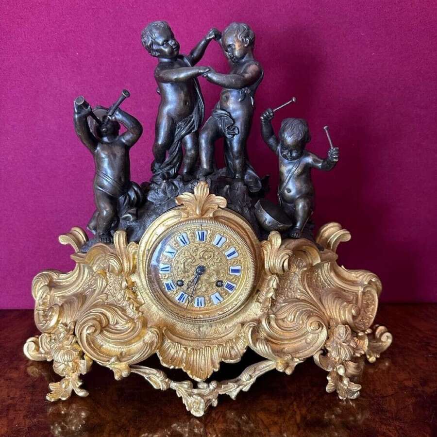 19th Century French Mantle Clock Circa 1875. Ormolu Mantel Clock.