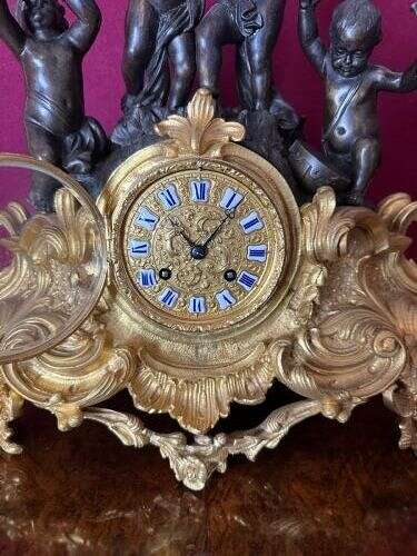 19th Century French Mantle Clock Circa 1875. Ormolu Mantel Clock.