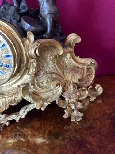 19th Century French Mantle Clock Circa 1875. Ormolu Mantel Clock.