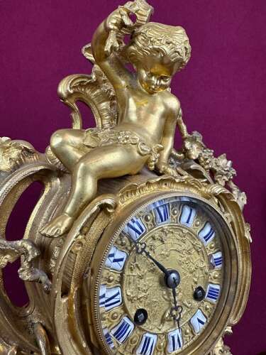 19th-century Mantle Clock Circa 1890.Ormolu. French Mantel Clock