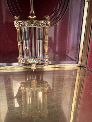 French Onyx And Champleve Clock Set Circa 1880