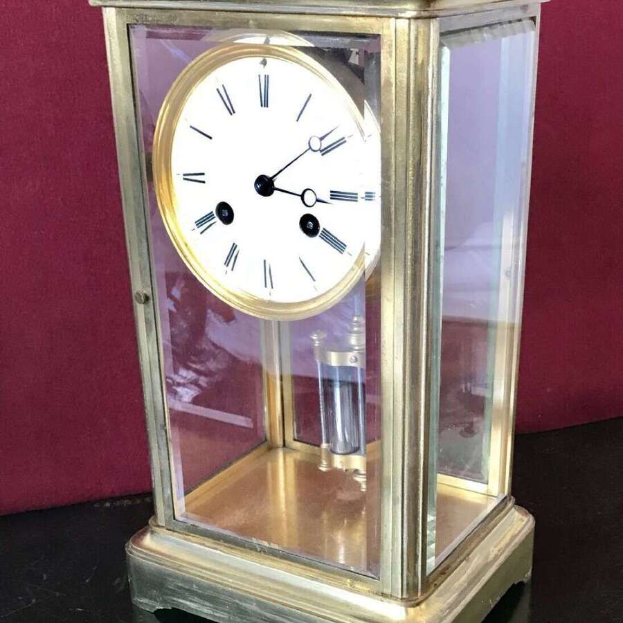 Four Glass French Mantle Clock Circa 1900