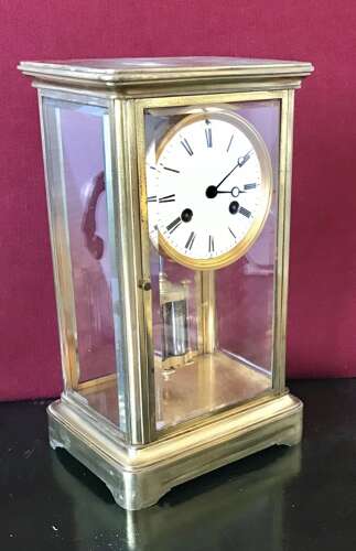 Four Glass French Mantle Clock Circa 1900