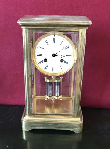 Four Glass French Mantle Clock Circa 1900