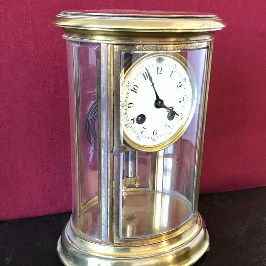 Four Glass French Mantel Clock Circa 1890