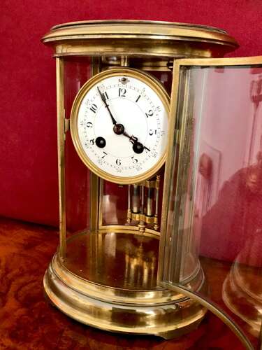 Four Glass French Mantel Clock Circa 1890