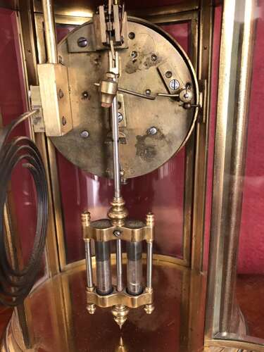 Four Glass French Mantel Clock Circa 1890