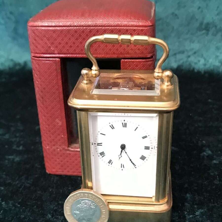 Unusual Cased Carriage Clock 2 3/4 Inches High A Miniature Carriage Clock