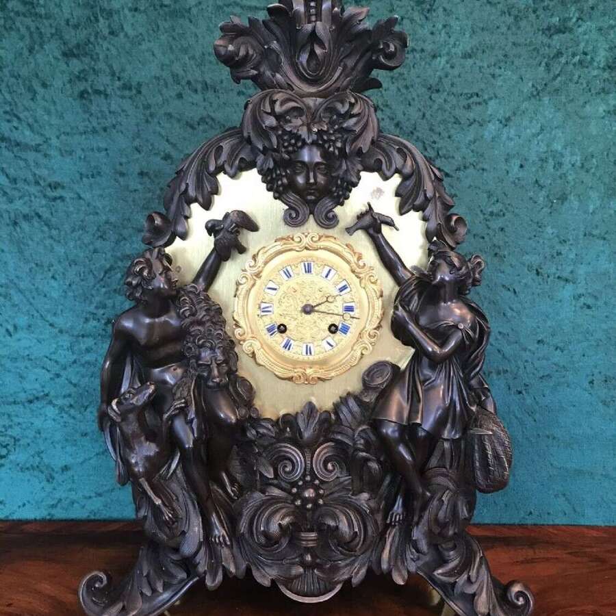 Decorative 8-day Striking Clock, Circa 1860, Victorian Mantle Clock.
