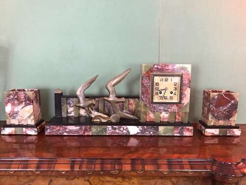 Good Original Condition Art Deco Clock Set