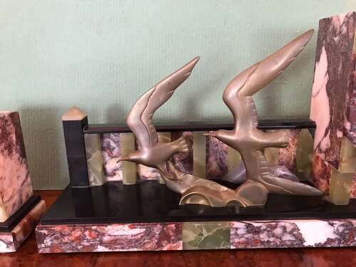 Good Original Condition Art Deco Clock Set