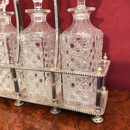 Three Bottle Decanter Frame, Tantalus, Circa 1900