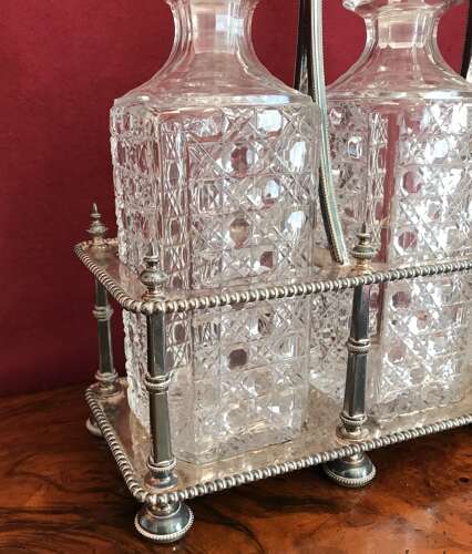Three Bottle Decanter Frame, Tantalus, Circa 1900