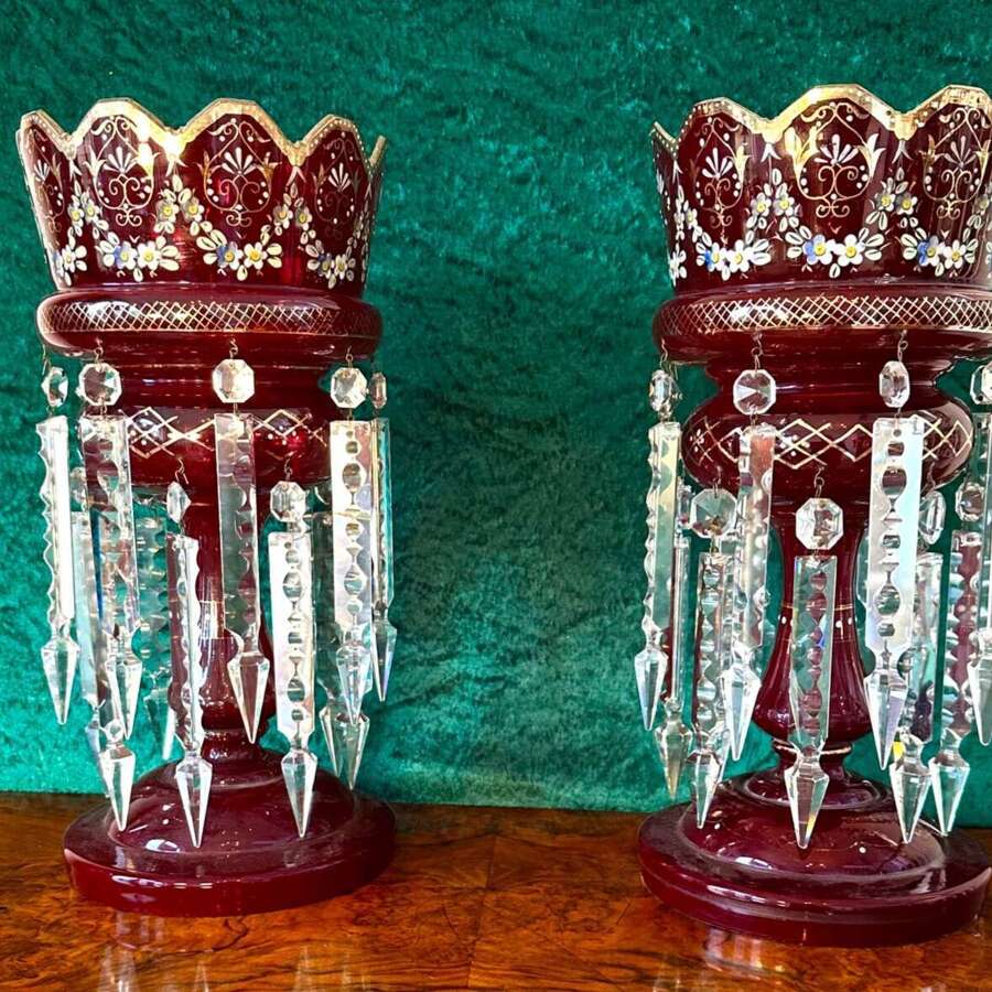 Victorian Lustres Good And Large Pair Circuit 1875