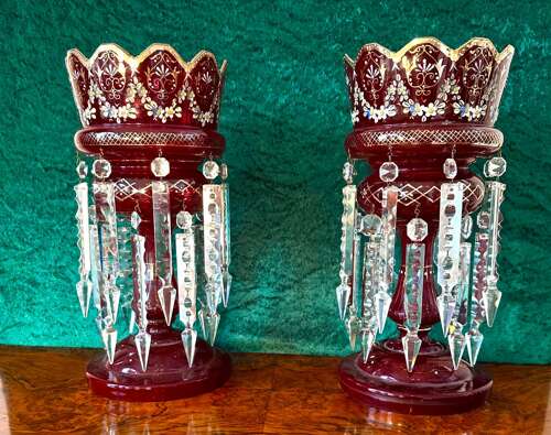 Victorian Lustres Good And Large Pair Circuit 1875