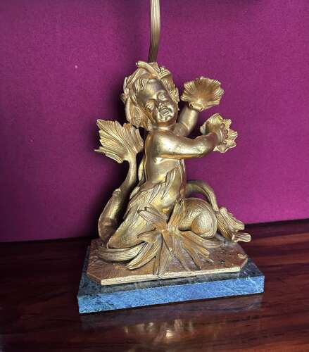 Pair Of Lamps Circa 1880. Ormolu Cheru Lamps