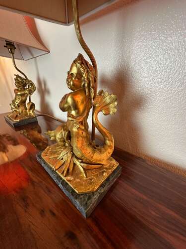 Pair Of Lamps Circa 1880. Ormolu Cheru Lamps