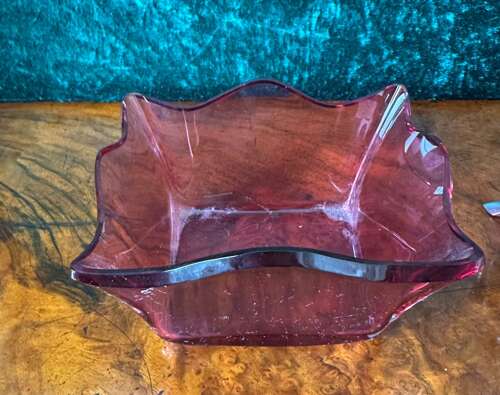 Art Nouveau Wmf Ruby Glass Basket Circa 1900.