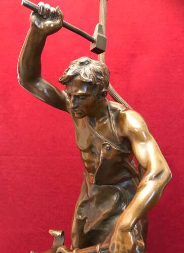 Adrien Gaudez Bronze, Lamp, Circa 1880