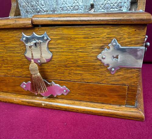 A Good And Large Edwardian Tantalus /games Compendium Circa 1903