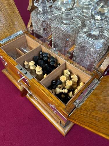 A Good And Large Edwardian Tantalus /games Compendium Circa 1903