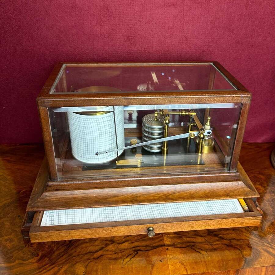 Walnut Cased Barograph Circa 1890, Barometer.