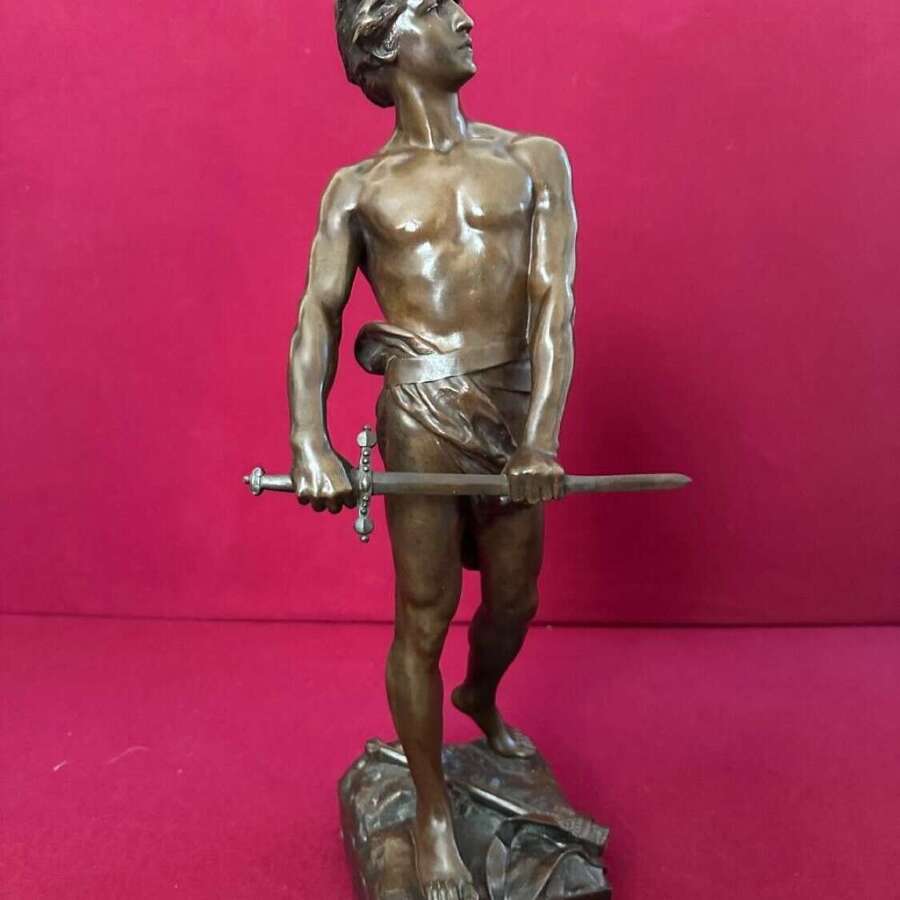 Raoul Francois Larche 1845-1916 Bronze Figure Of A Young Warrior