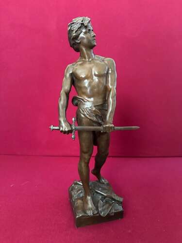 Raoul Francois Larche 1845-1916 Bronze Figure Of A Young Warrior