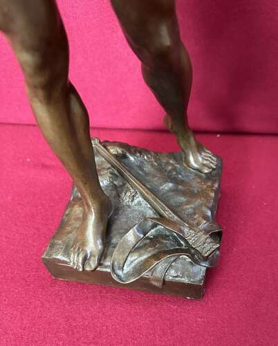 Raoul Francois Larche 1845-1916 Bronze Figure Of A Young Warrior