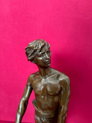Raoul Francois Larche 1845-1916 Bronze Figure Of A Young Warrior