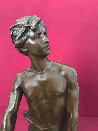 Raoul Francois Larche 1845-1916 Bronze Figure Of A Young Warrior